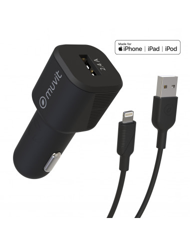 Cargador de coche USB 3 en 1 para iPhone Lightning / USB-C / Micro-USB