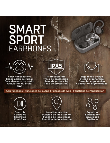 Muvit iO Smart True Auriculares deportivos inalámbricos Negro